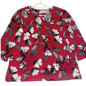 Alfred Dunner red floral blouse sz. M